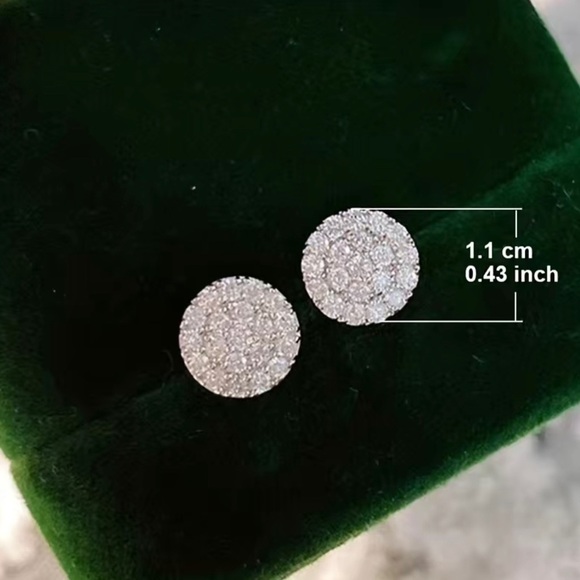 Round diamond zircon stud earring silver plated - Picture 3 of 4